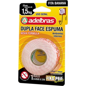 Fita Dupla Face Espuma 1,5Kg - 24mm x 2m Adelbras