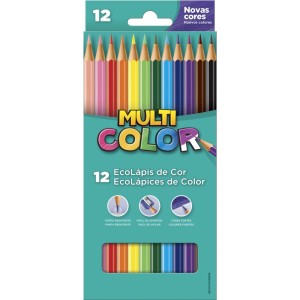 Lápis de Cor 12 Cores Sextavado Multicolor