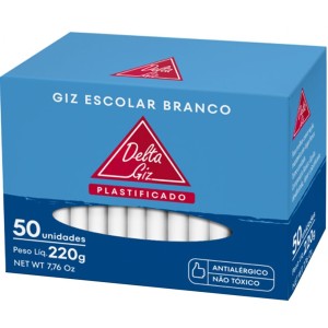Giz Escolar Branco Plastificado - Caixa com 50 Delta