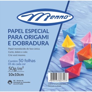 Papel Especial para Origami e Dobradura 10x10cm 50 Folhas Menno