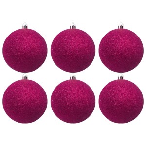 Bola de Natal 5cm Pink com Glitter c/6 SoNatal
