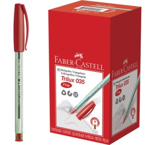 Caneta Esferográfica 0.8mm Trilux Fine 035 Vermelha c/50 Faber Castell