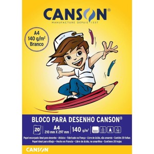 Bloco de Desenho A4 Branco 140g 20 Folhas Canson